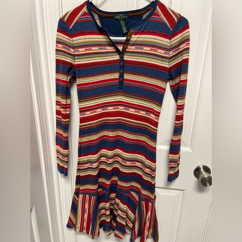 LRL Lauren Jeans Co Ralph Lauren Aztec Tribal Striped Dress Size Small